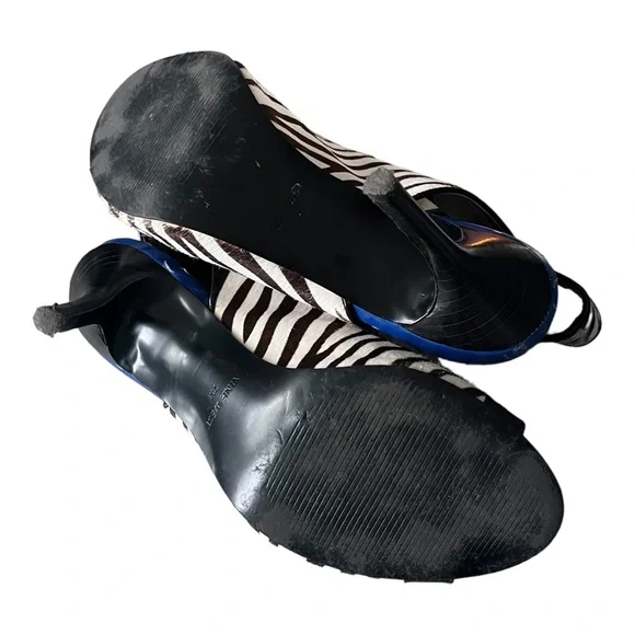 Nine West Zebra Print Heels with Black and Blue Accents - Picture 6 of 7